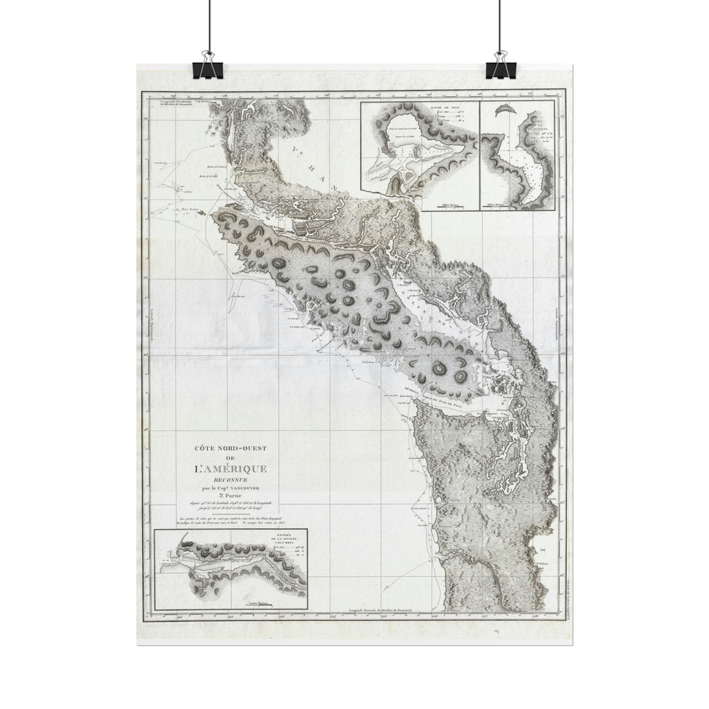 Vancouver, Canada Historic Map (c. 1799) Rolled Poster | Antique City Map Wall Art