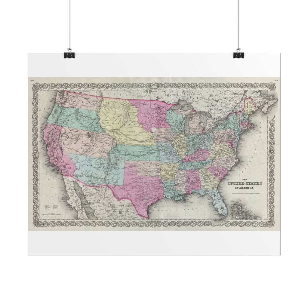United States of America Historic Map (c. 1856) Rolled Poster | Vintage Map Wall Art