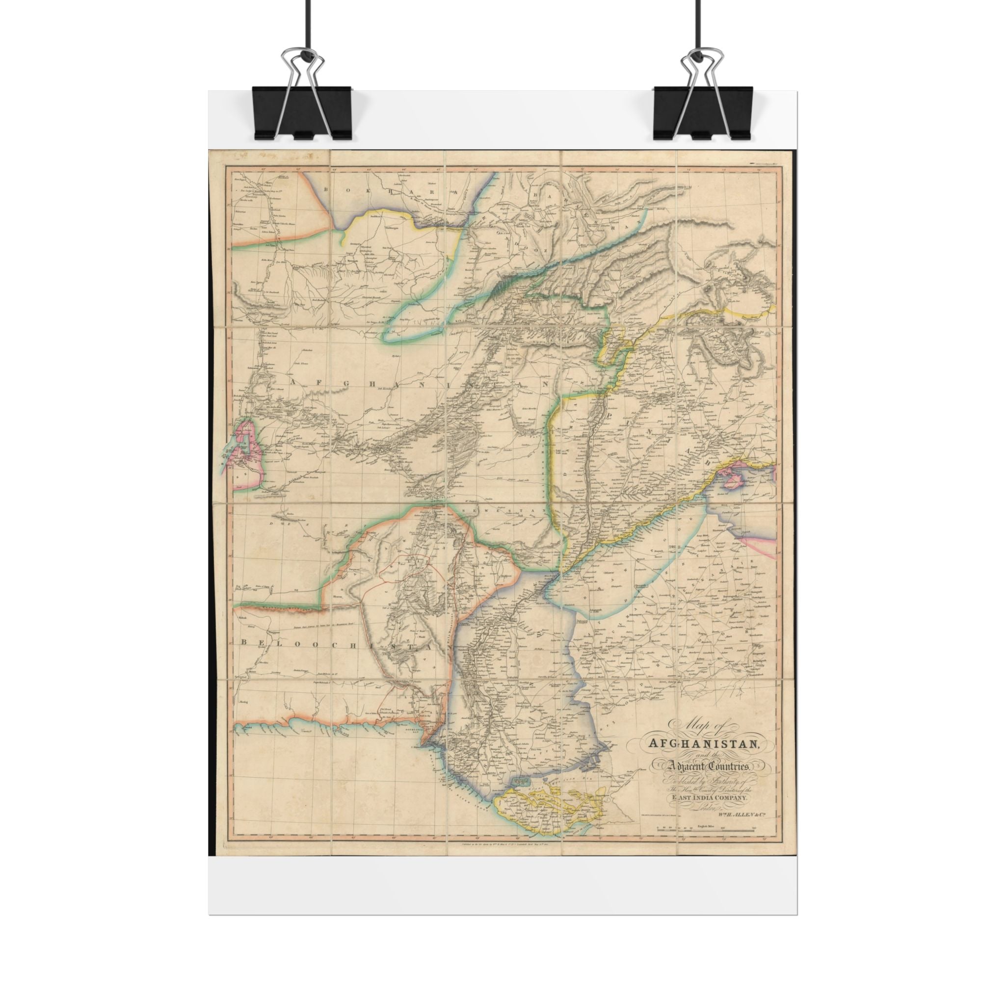 Afghanistan Antique Map (c. 1842) Rolled Poster | Vintage World Map Print