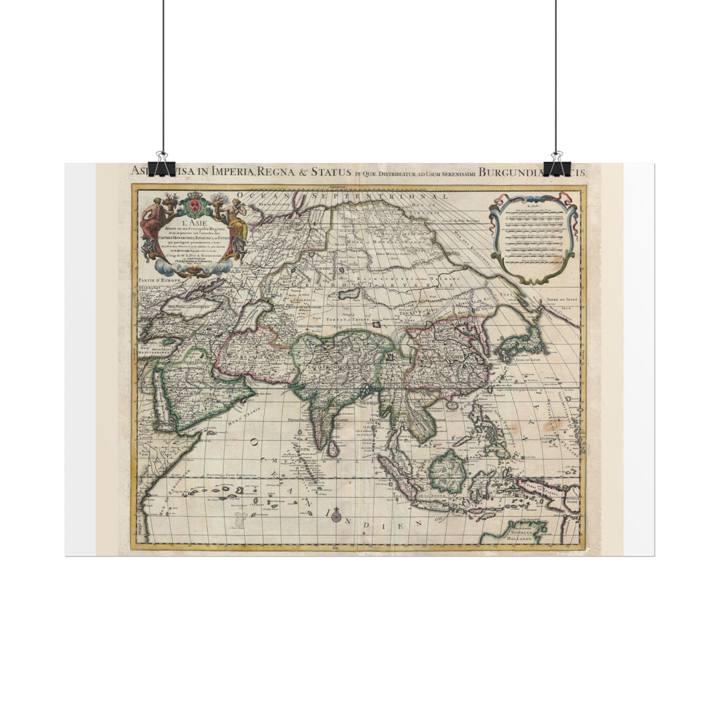 Asia and Grande Tartarie Historic World Map (c. 1730) Rolled Poster | Antique State Map Wall Art