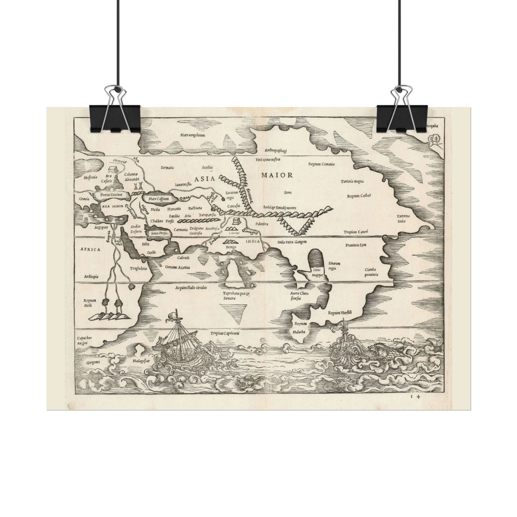 Asia Minor Historic World Map (c. 1538) Rolled Poster | Antique Vintage Map Wall Art