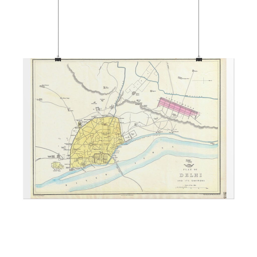 Delhi, India Historic City Map (c. 1867) Rolled Poster | Vintage Map Wall Art