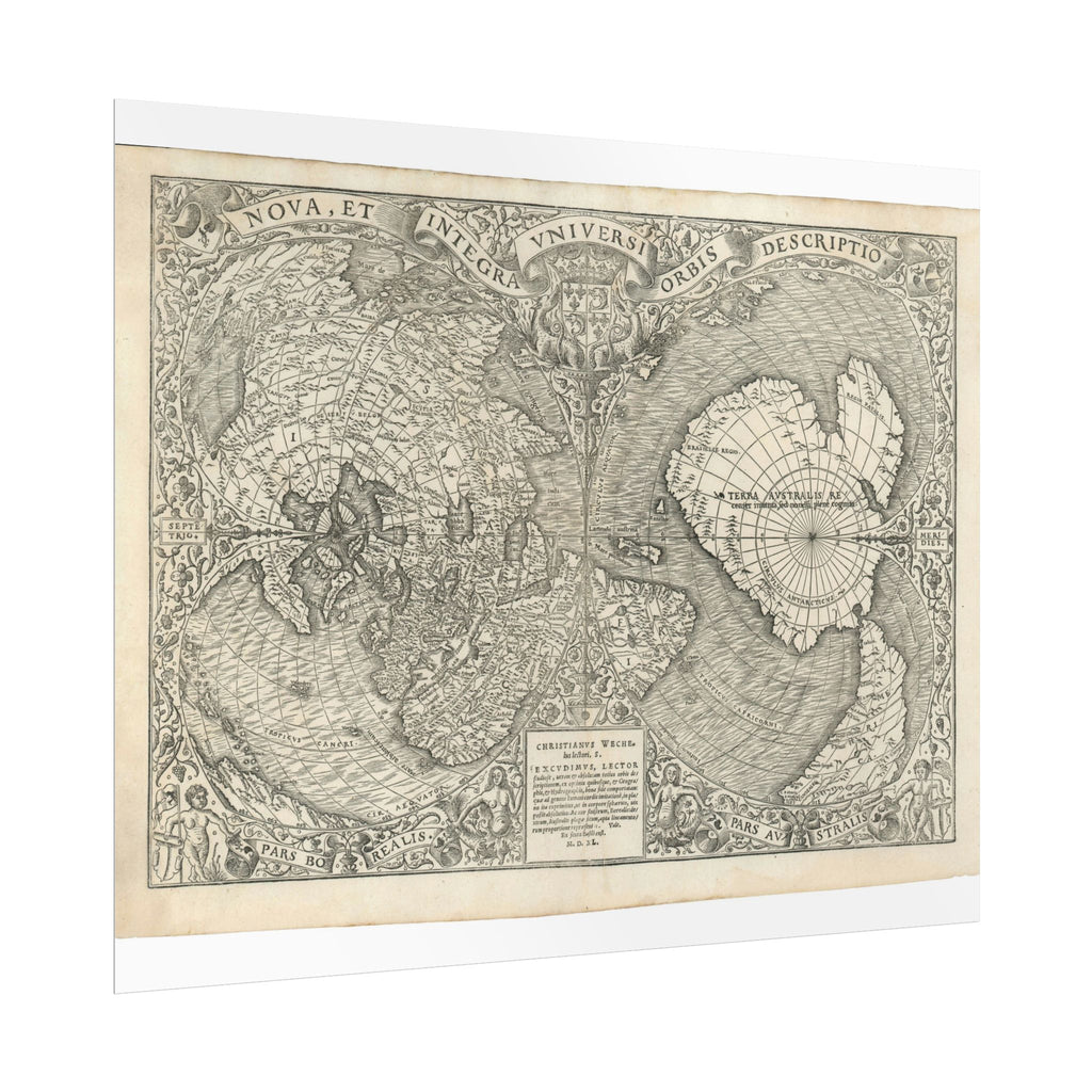 World Atlas Historic Map (c. 1540) Rolled Poster | Vintage Map Wall Art