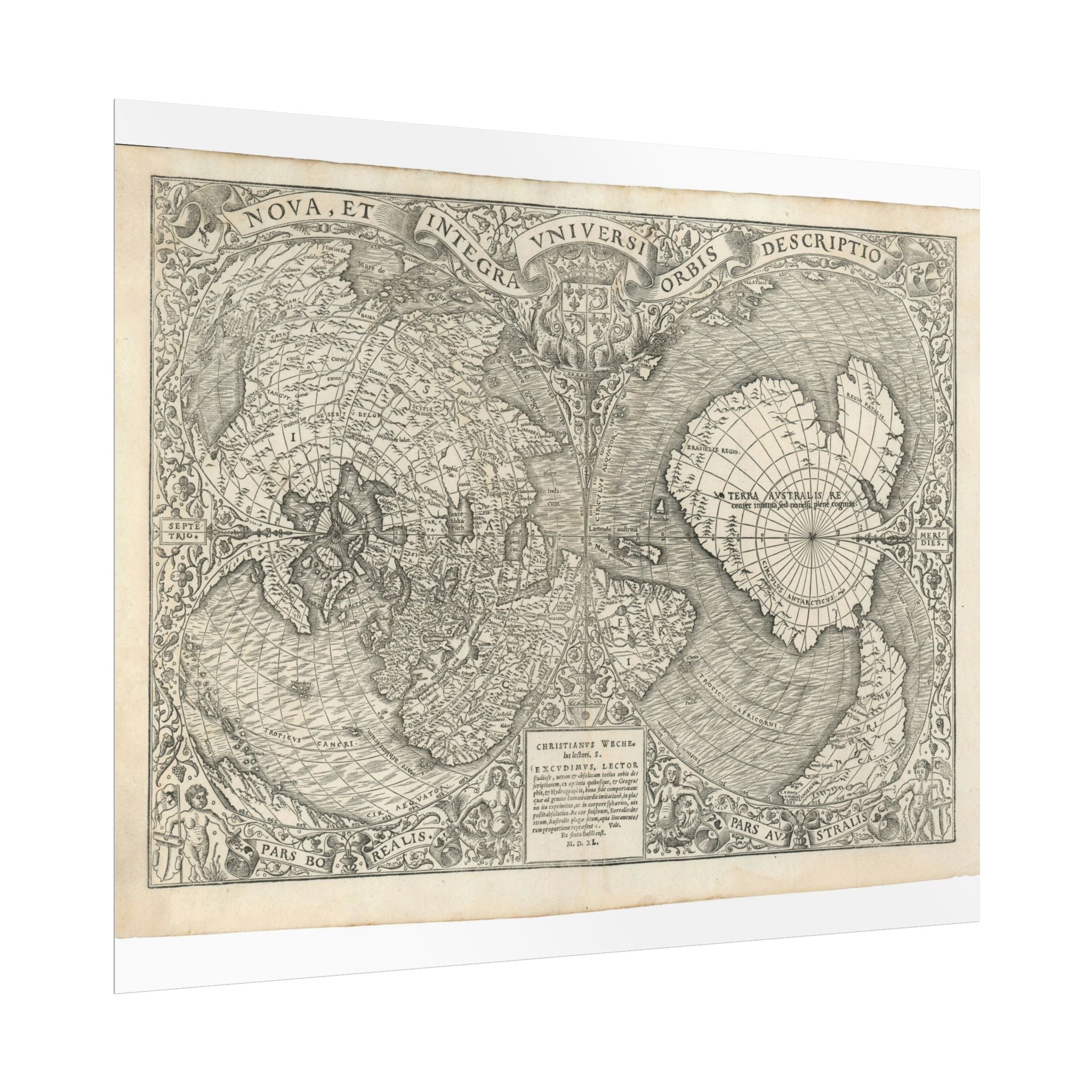 World Atlas Historic Map (c. 1540) Rolled Poster | Vintage Map Wall Art