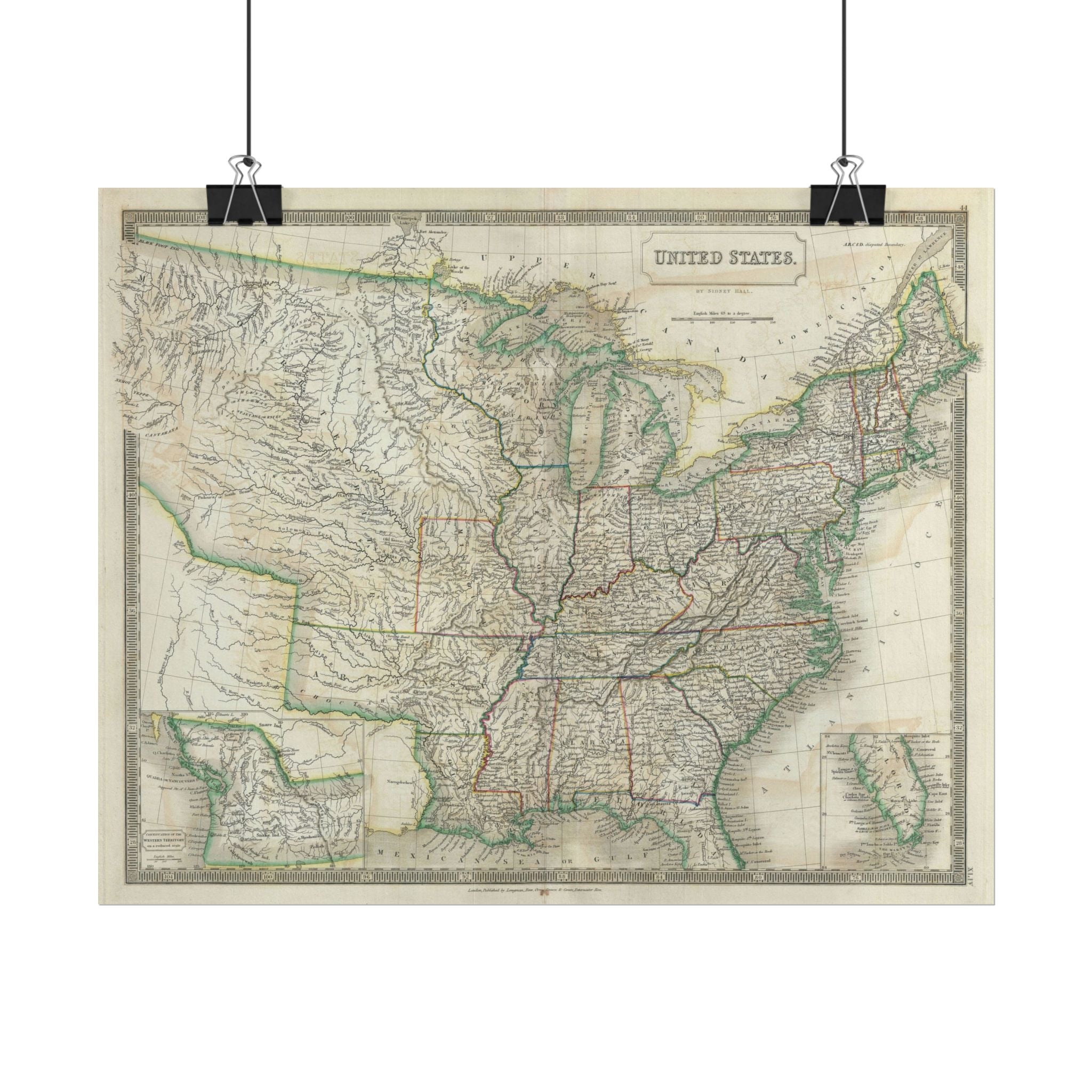United States of America Historic Map (c. 1835) Rolled Poster | Vintage Map Wall Art