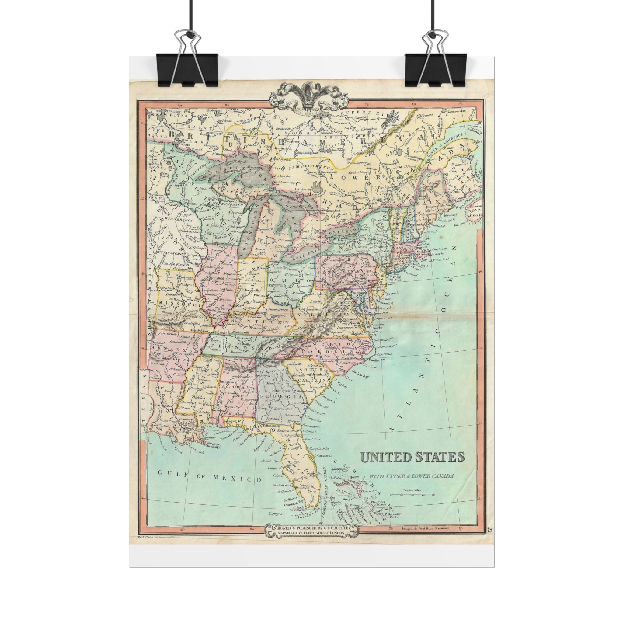 United States of America Historic Map (c. 1850) Rolled Poster | Vintage Map Wall Art
