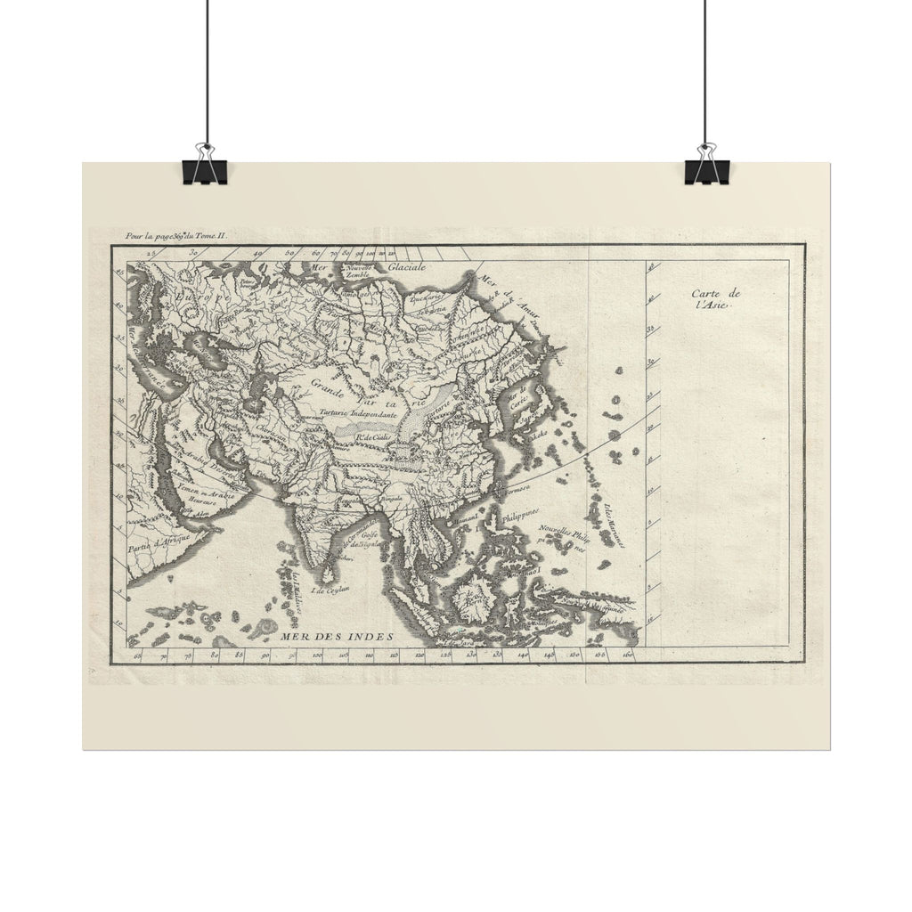 Asia Historic World Map (c. 1790) Rolled Poster | Antique State Map Wall Art