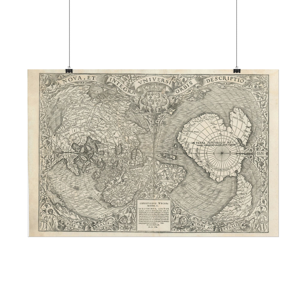 World Atlas Historic Map (c. 1540) Rolled Poster | Vintage Map Wall Art