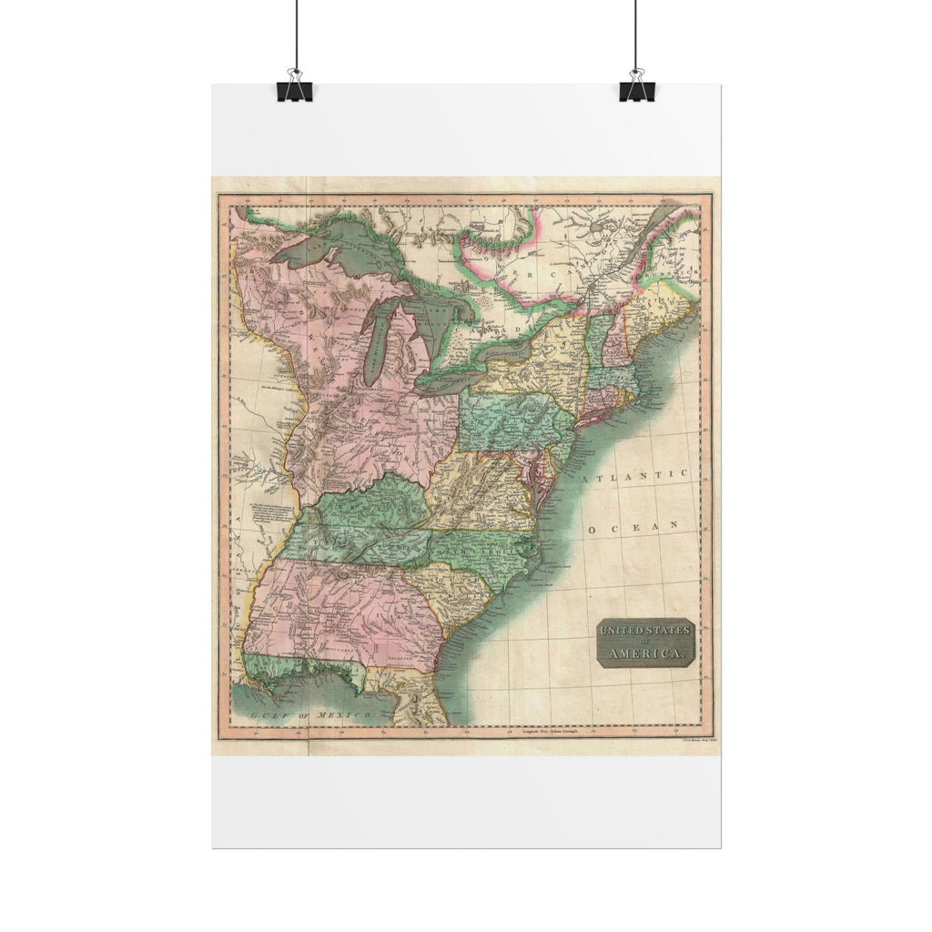 United States of America Historic Map (c. 1814) Rolled Poster | Vintage Map Wall Art