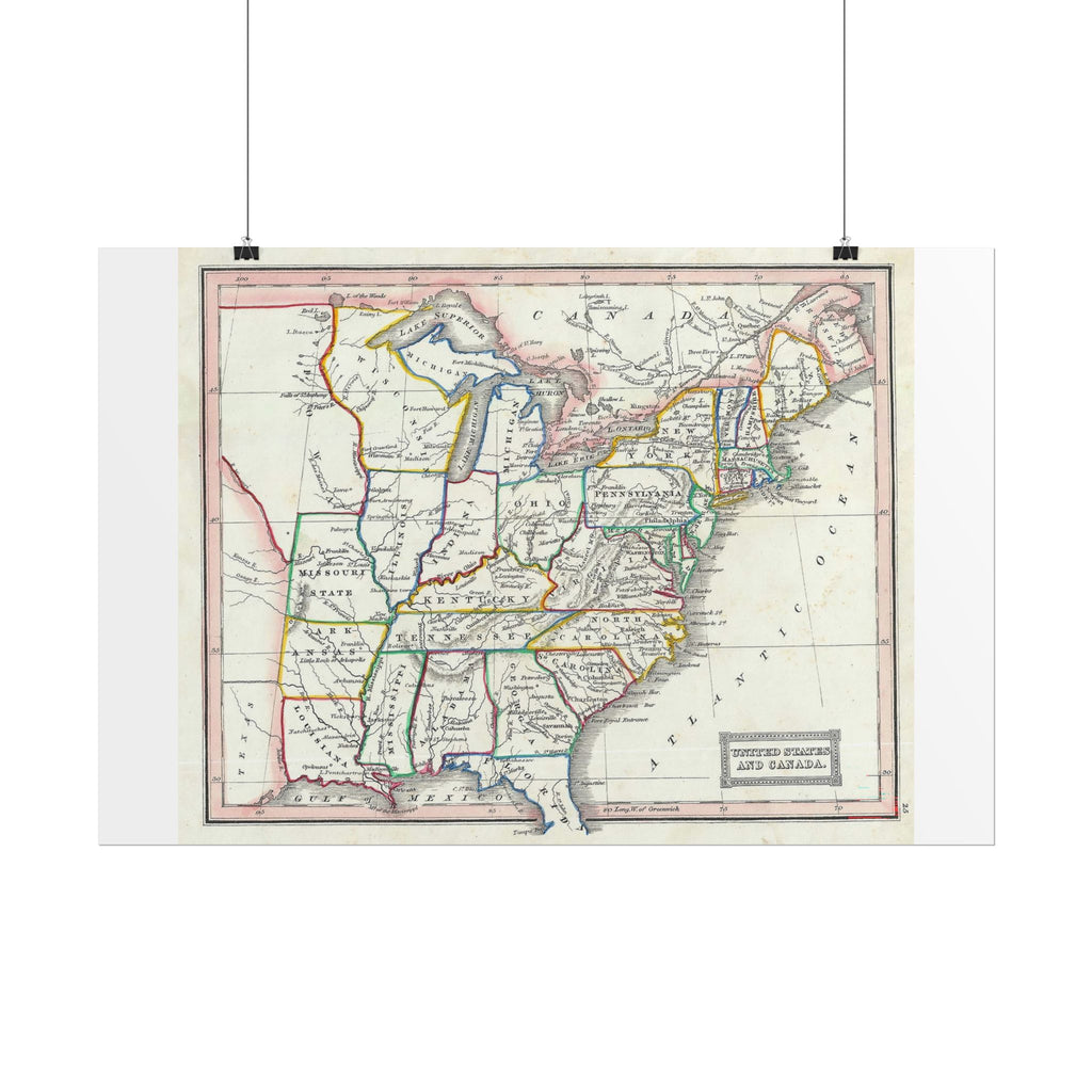 United States of America Historic Map (c. 1845) Rolled Poster | Vintage Map Wall Art