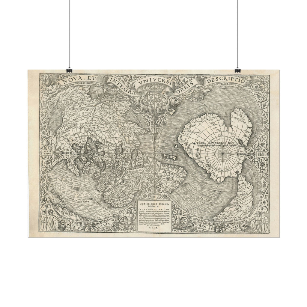 World Atlas Historic Map (c. 1540) Rolled Poster | Vintage Map Wall Art