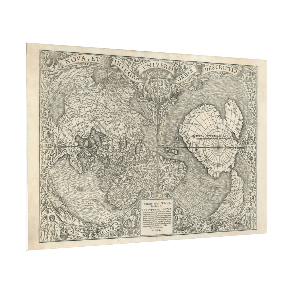 World Atlas Historic Map (c. 1540) Rolled Poster | Vintage Map Wall Art