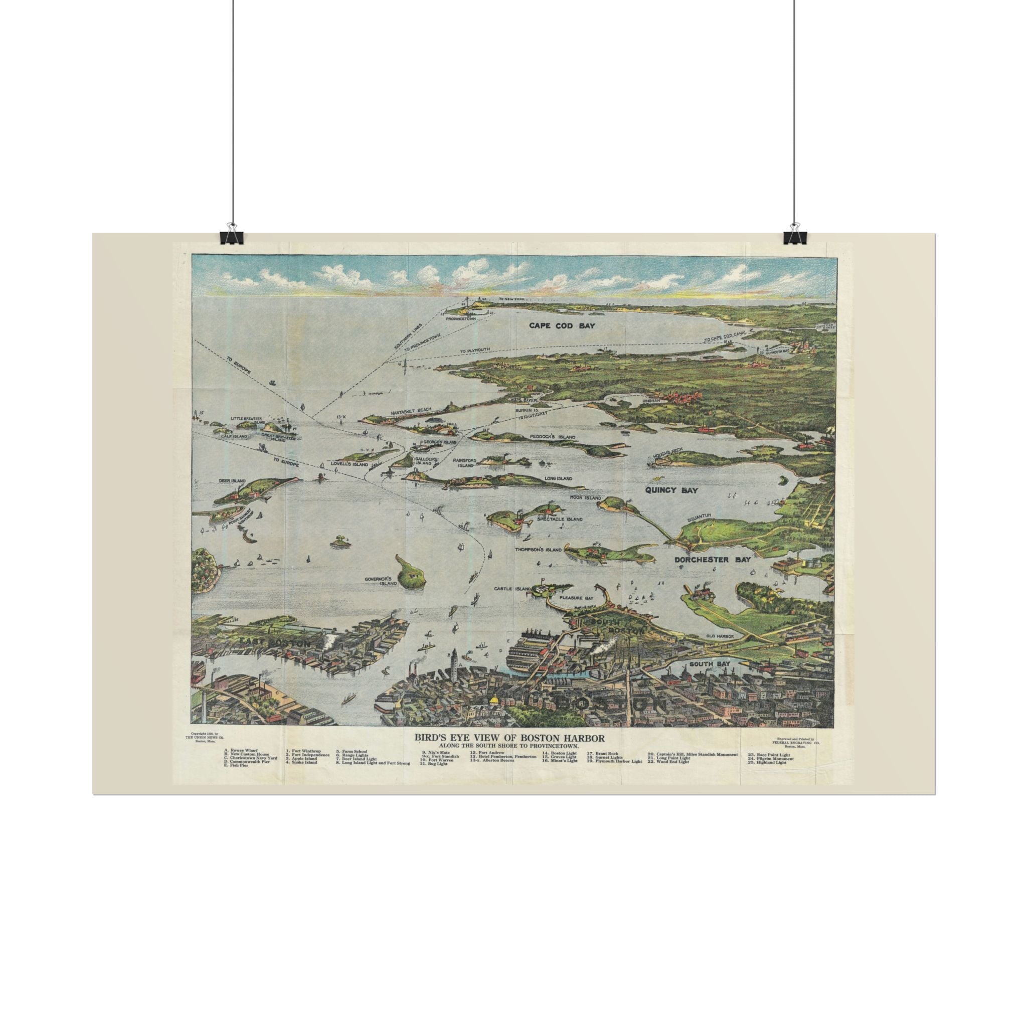 Boston Harbor (c. 1756) Historic City Map Rolled Poster | Vintage Map Wall Art