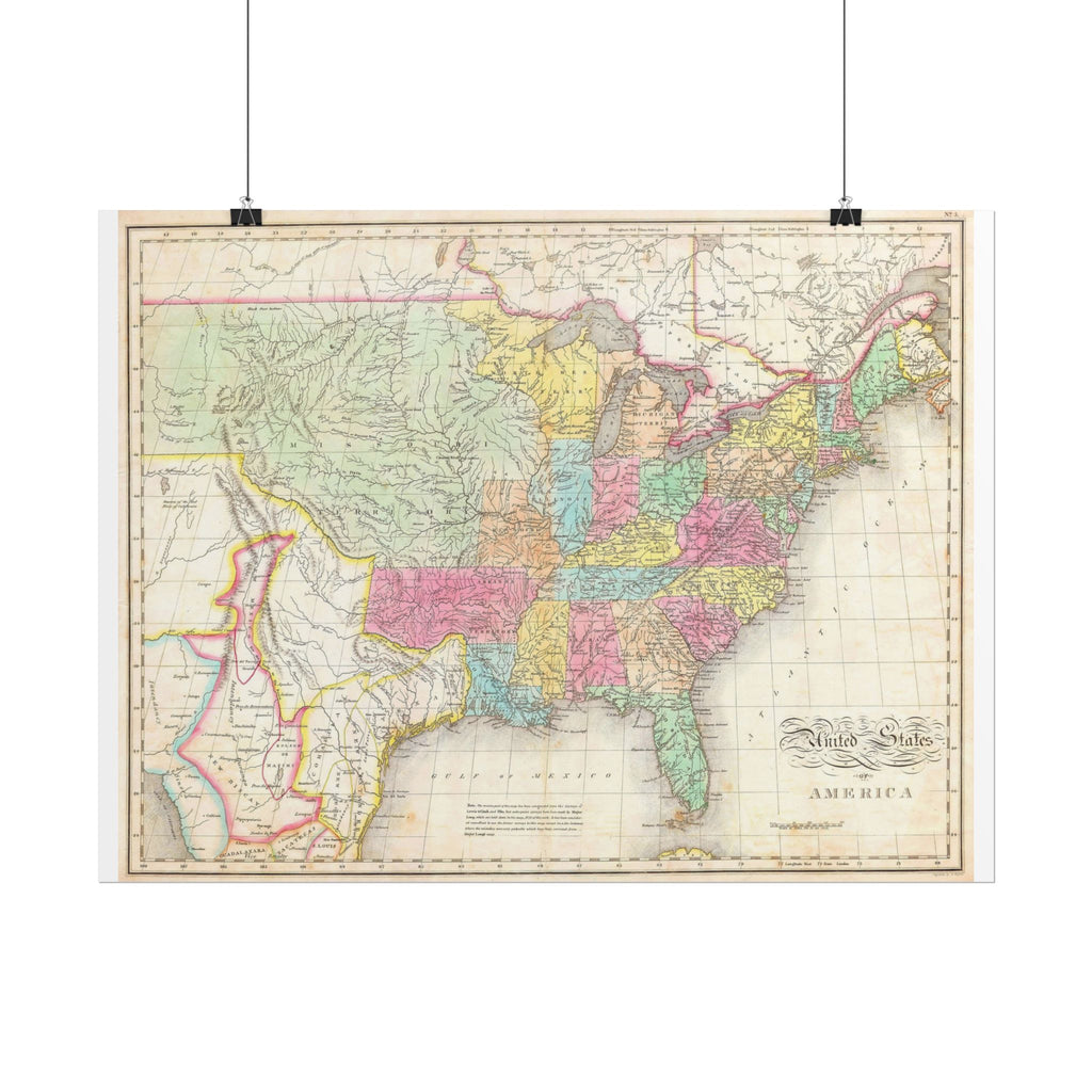 United States of America Historic Map (c. 1823) Rolled Poster | Vintage Map Wall Art