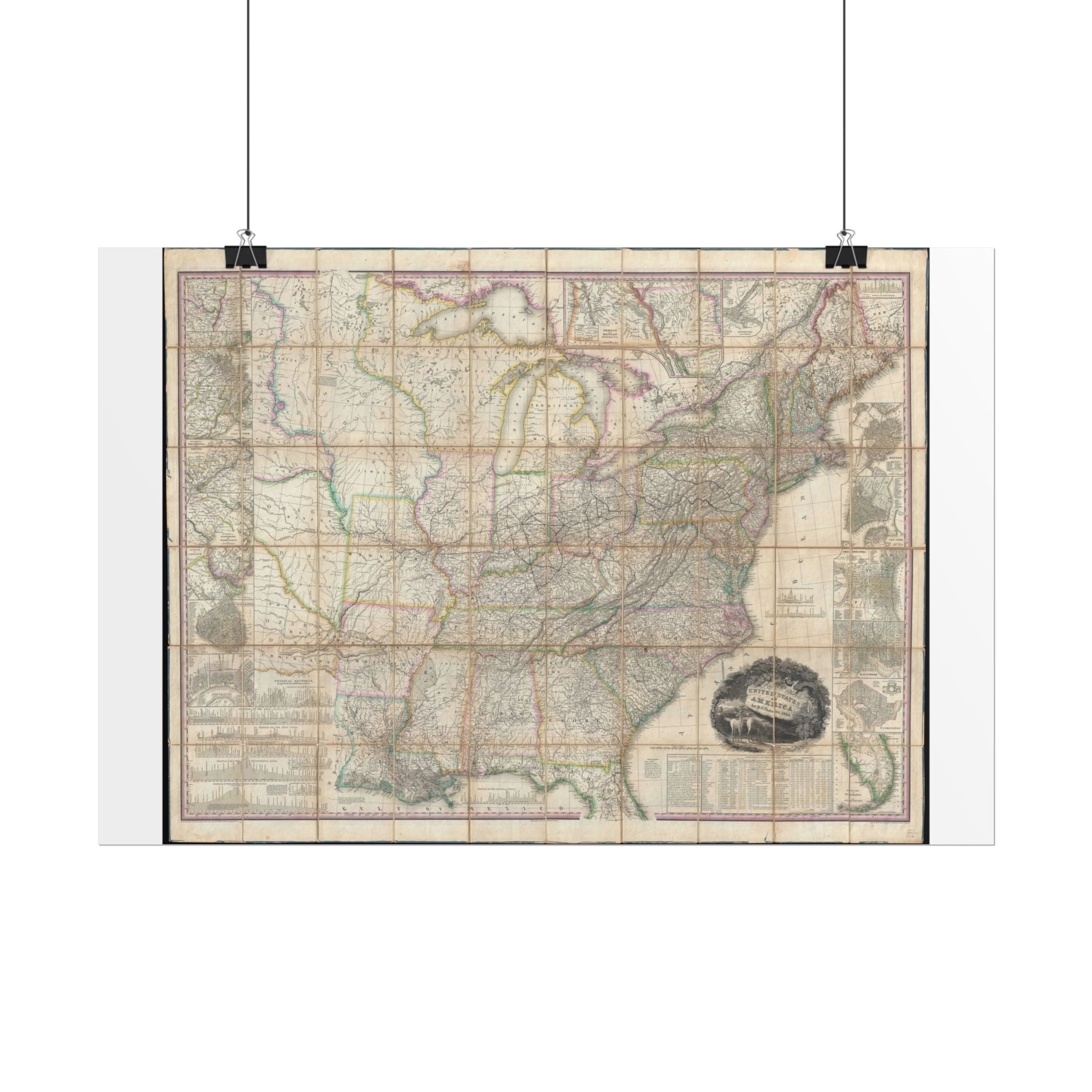 United States of America Historic Map (c. 1829) Rolled Poster | Vintage Map Wall Art
