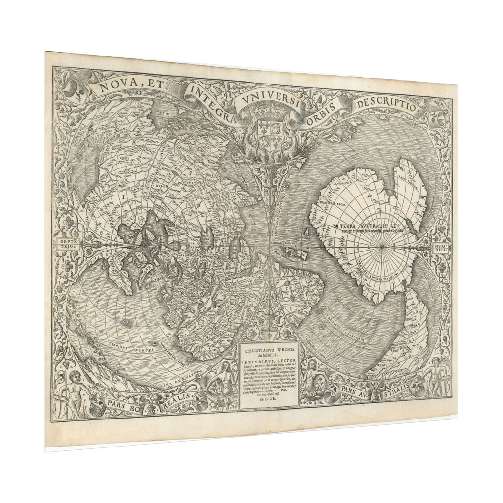 World Atlas Historic Map (c. 1540) Rolled Poster | Vintage Map Wall Art