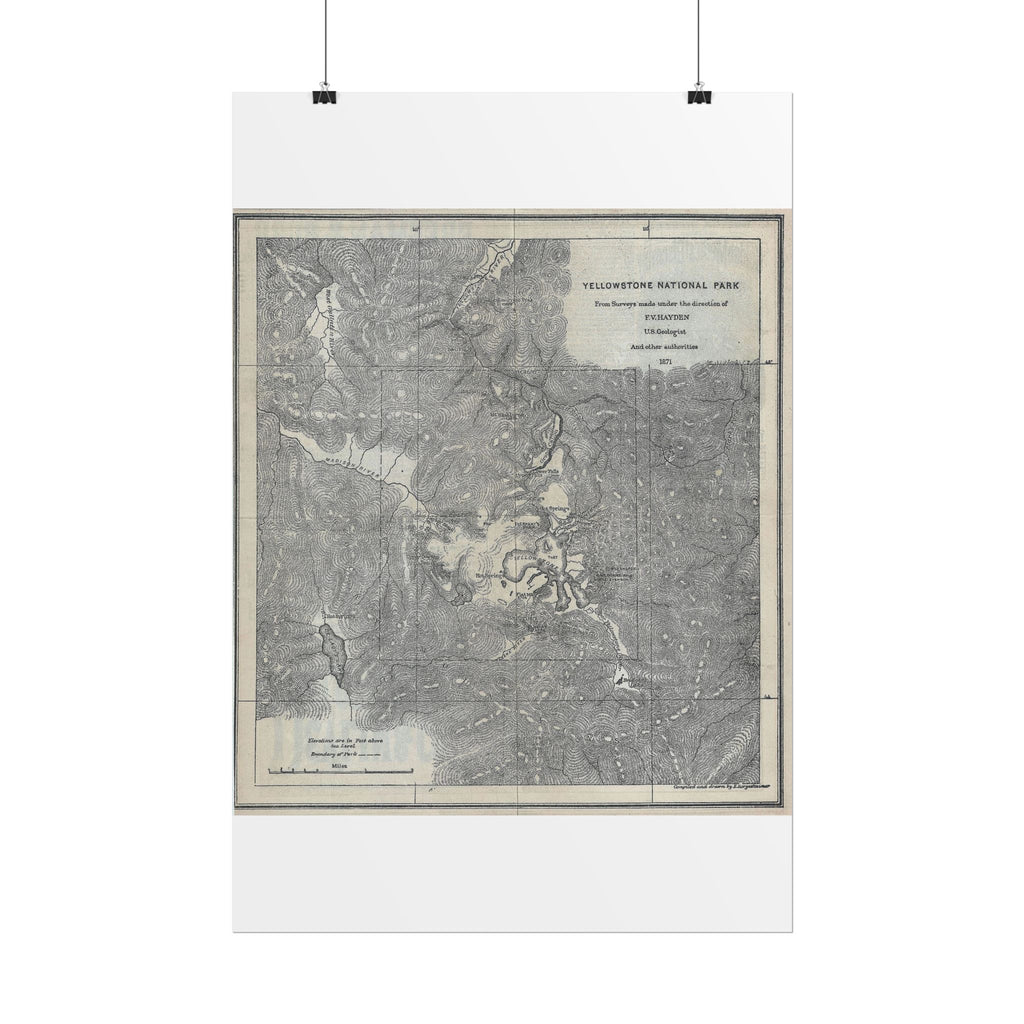 Yellowstone Geologic Survey (c. 1871) Historic Map Rolled Poster | Antique Map Wall Art
