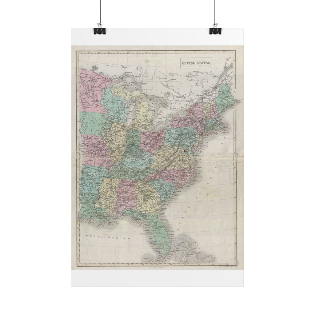 United States of America Historic Map (c. 1851) Rolled Poster | Vintage Map Wall Art