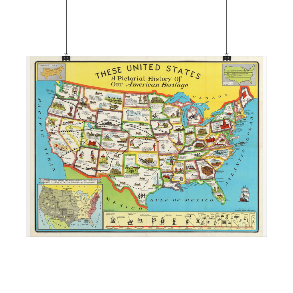 United States of America Historic Map (c. 1949) Rolled Poster | Vintage Map Wall Art