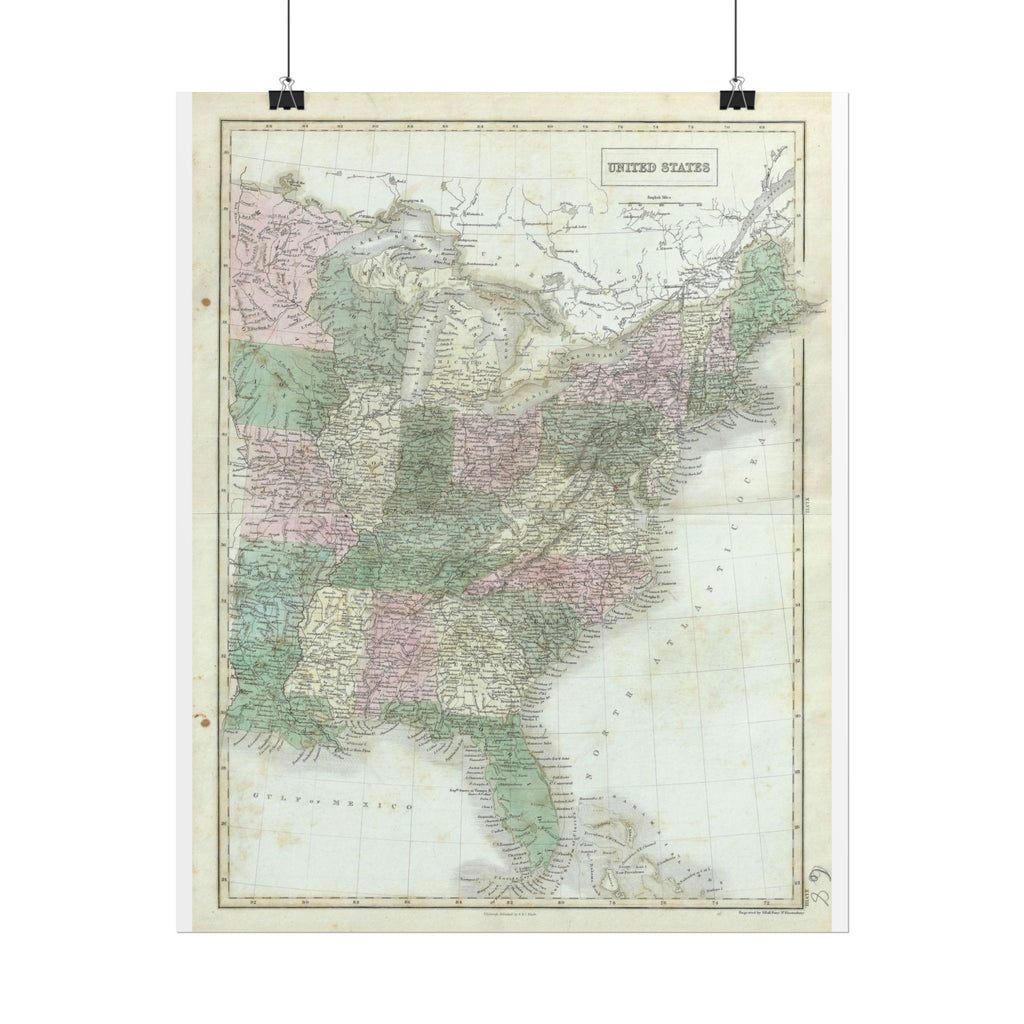 United States of America Historic Map (c. 1851) Rolled Poster | Vintage Map Wall Art