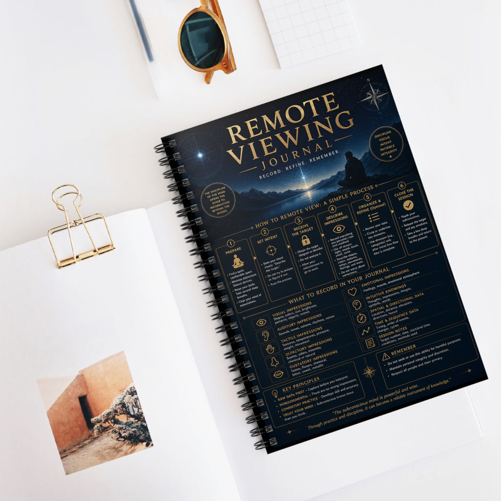 Remote Viewing (RV) Journal Spiral Notebook — Guided Ruled Notebook for Psychic Practice & Intuitive Training