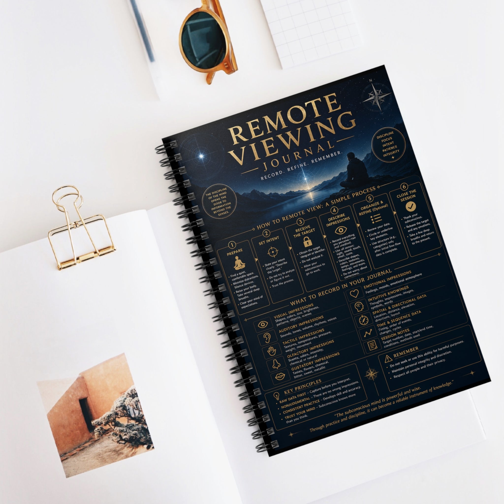 Remote Viewing (RV) Journal Spiral Notebook — Guided Ruled Notebook for Psychic Practice & Intuitive Training
