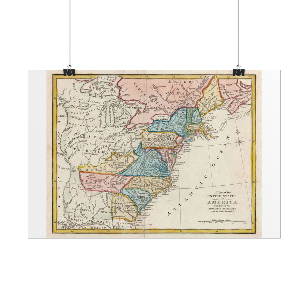 United States of America Historic Map (c. 1817) Rolled Poster | Vintage Map Wall Art