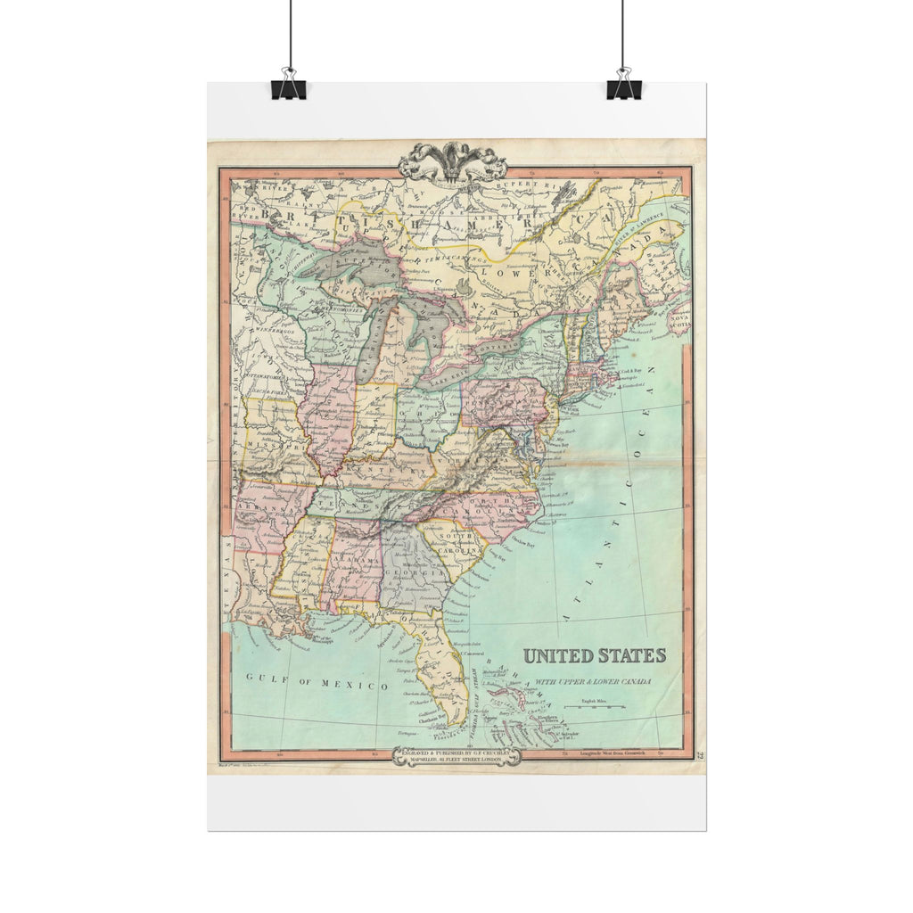 United States of America Historic Map (c. 1850) Rolled Poster | Vintage Map Wall Art