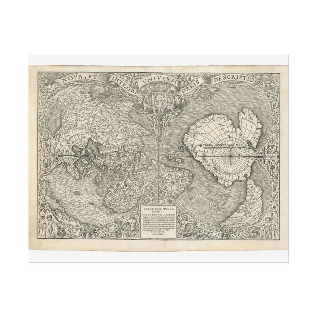 World Atlas Historic Map (c. 1540) Rolled Poster | Vintage Map Wall Art