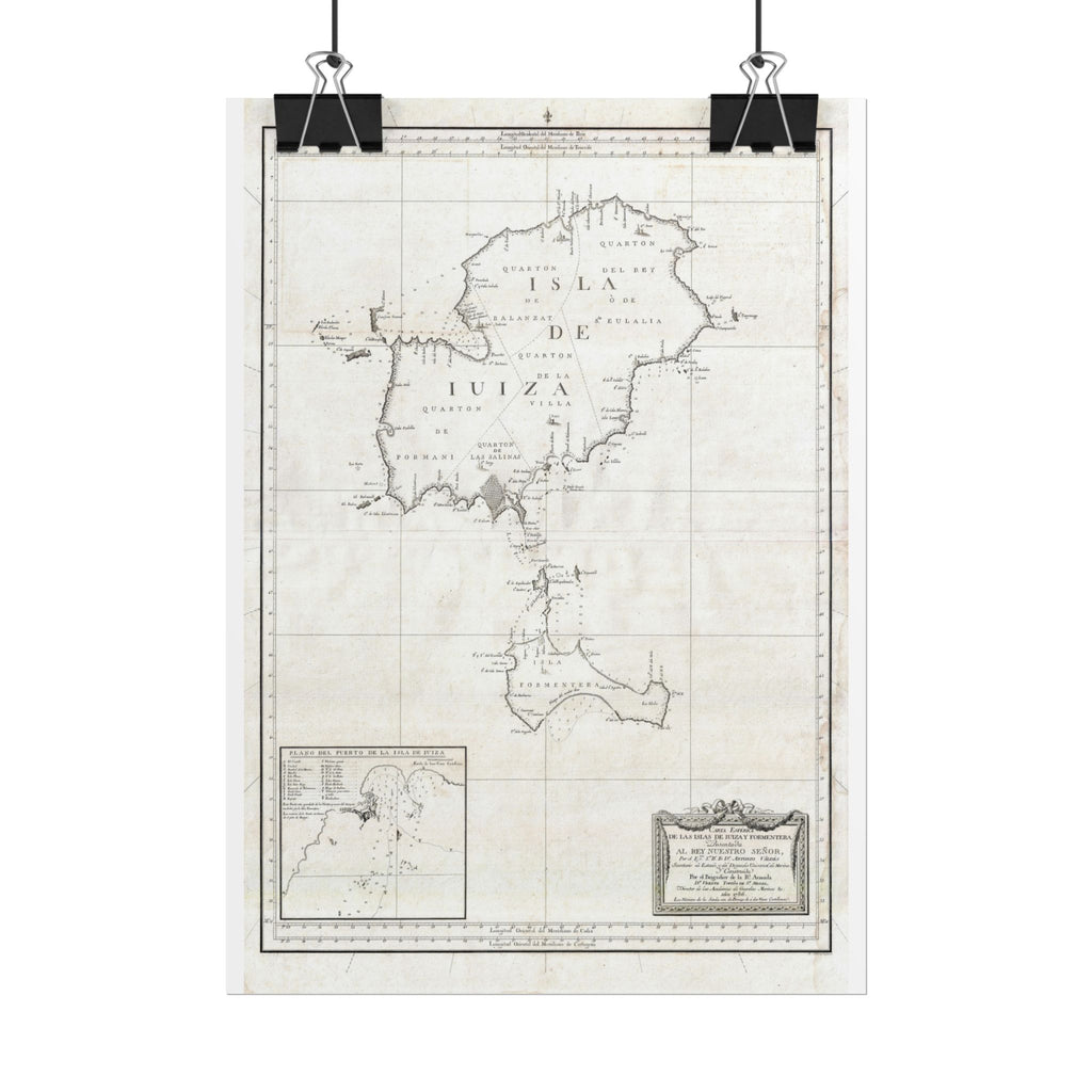 Ibiza, Spain Historic City Map (c. 1786) Rolled Poster | Vintage Map Wall Art