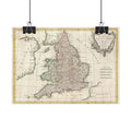 England Historic Map (c. 1772) Rolled Poster | Vintage Map Wall Art