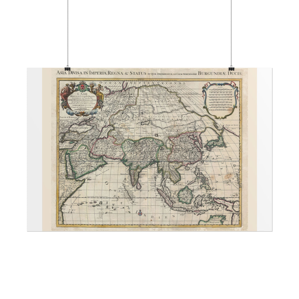 Asia and Grande Tartarie Historic World Map (c. 1730) Rolled Poster | Antique State Map Wall Art