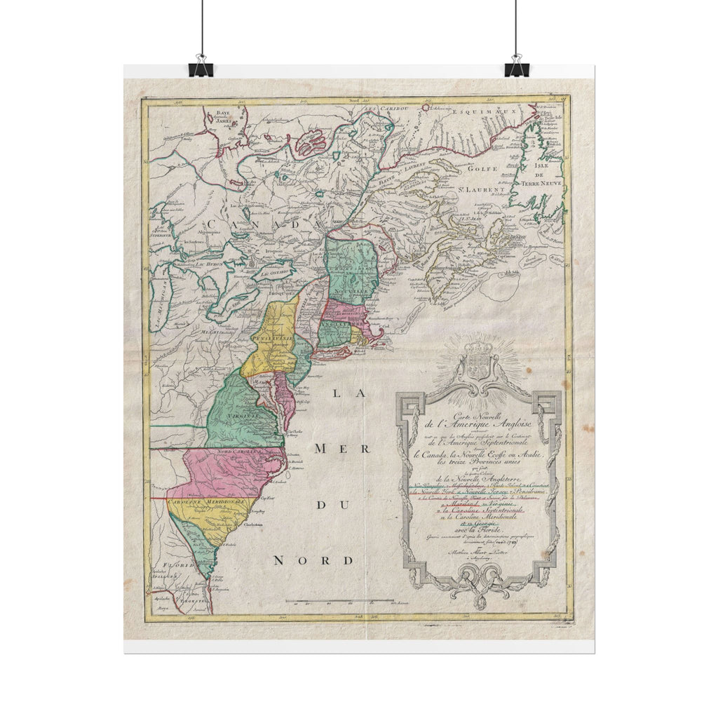 America in the New World Historic Map (c. 1776) Rolled Poster | Vintage Map Wall Art