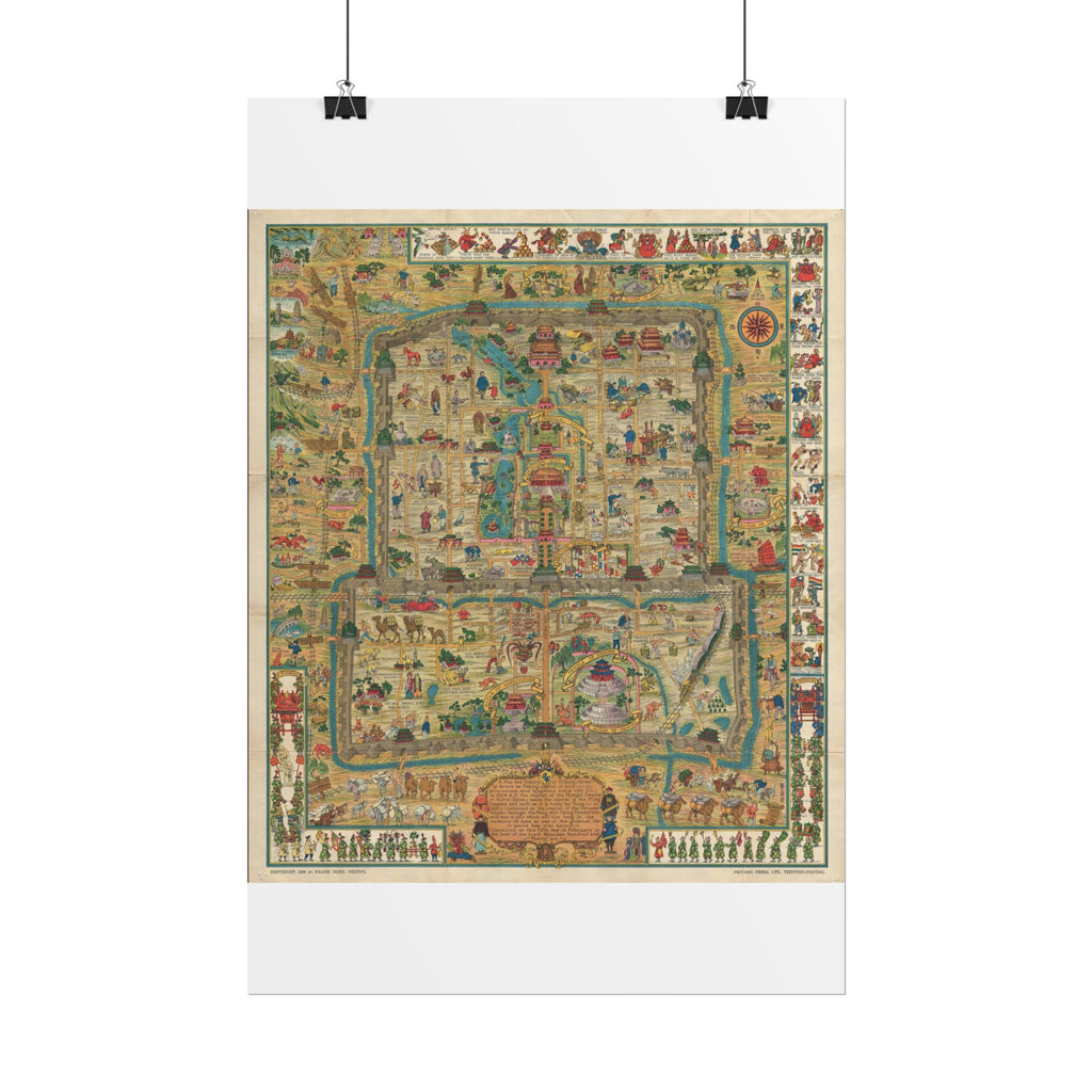 Beijing, China Historic City Map (c. 1936) Rolled Poster | Vintage Map Wall Art