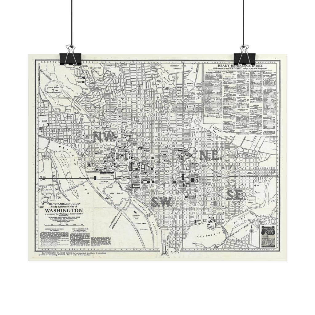 Washington DC (c. 1937) Historic City Map Rolled Poster | Vintage Map Wall Art