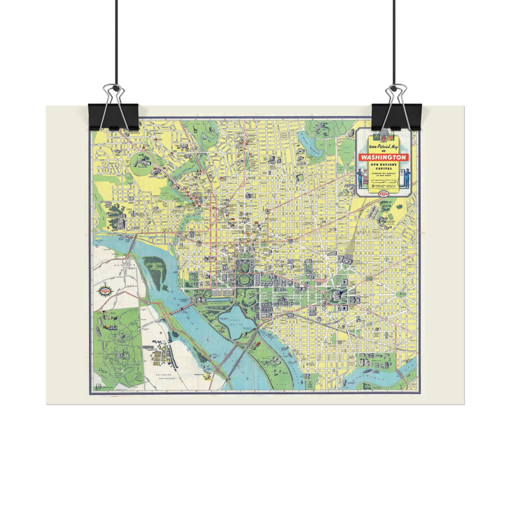 Washington DC (c. 1941) Historic City Map Rolled Poster | Vintage Map Wall Art