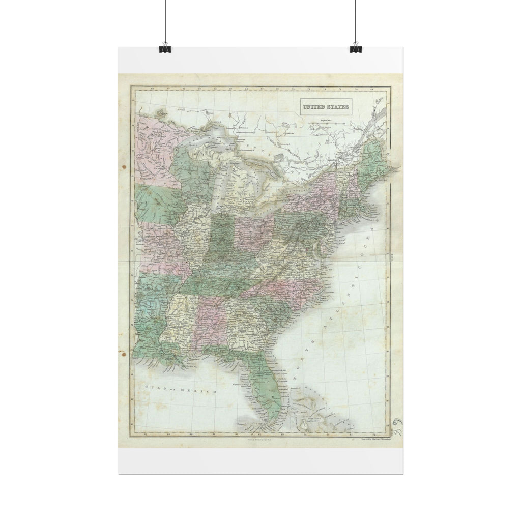 United States of America Historic Map (c. 1851) Rolled Poster | Vintage Map Wall Art