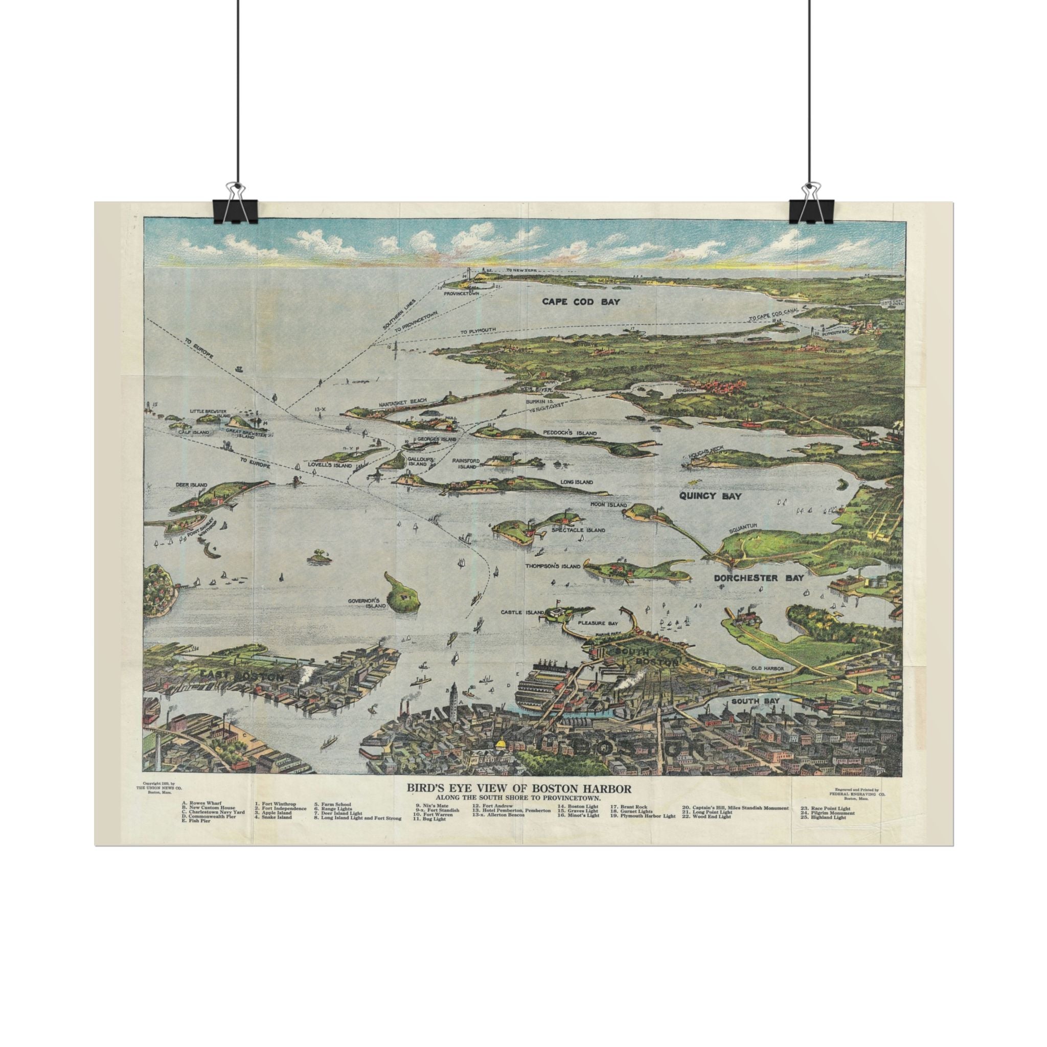 Boston Harbor (c. 1756) Historic City Map Rolled Poster | Vintage Map Wall Art