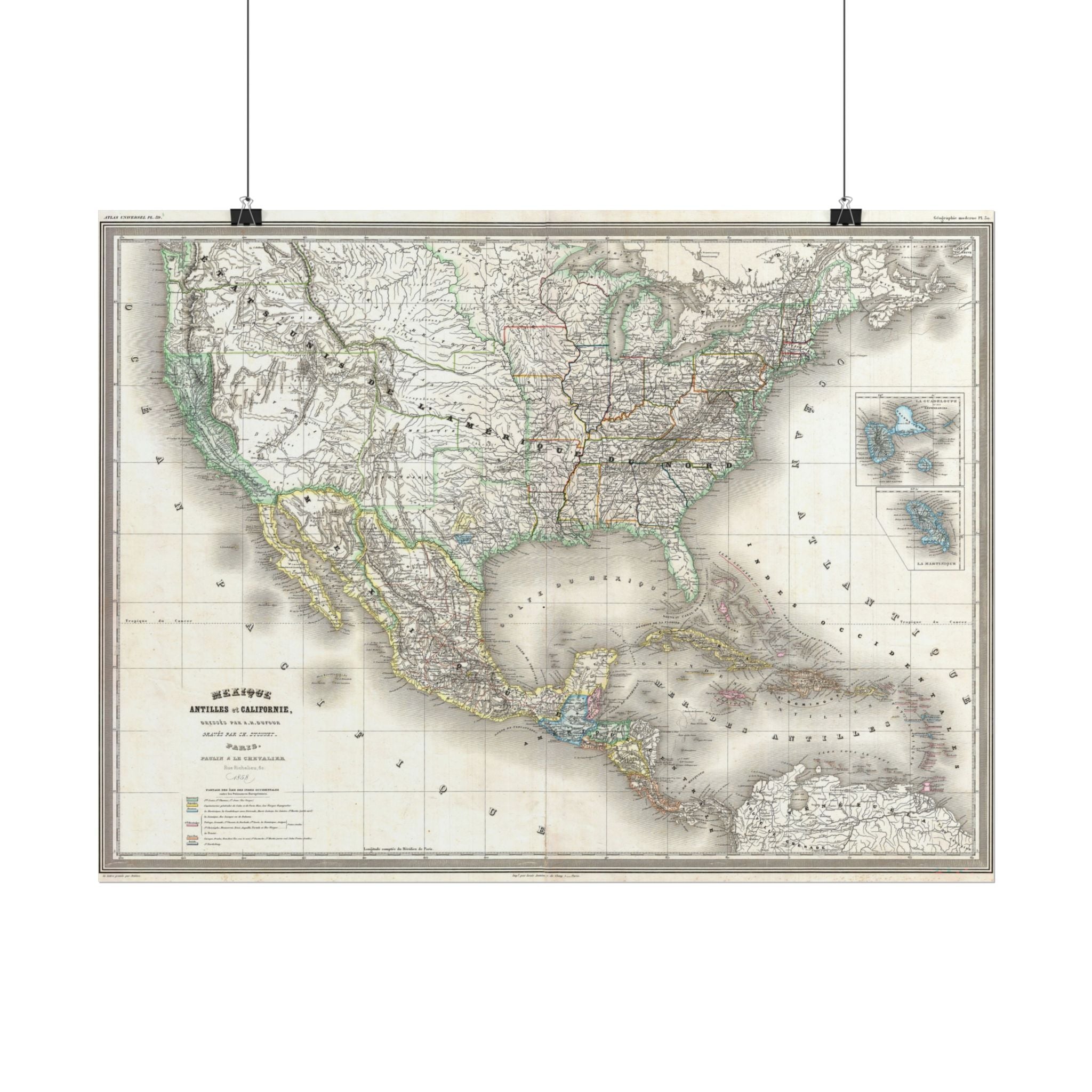 United States of America Historic Map (c. 1858) Rolled Poster | Vintage Map Wall Art