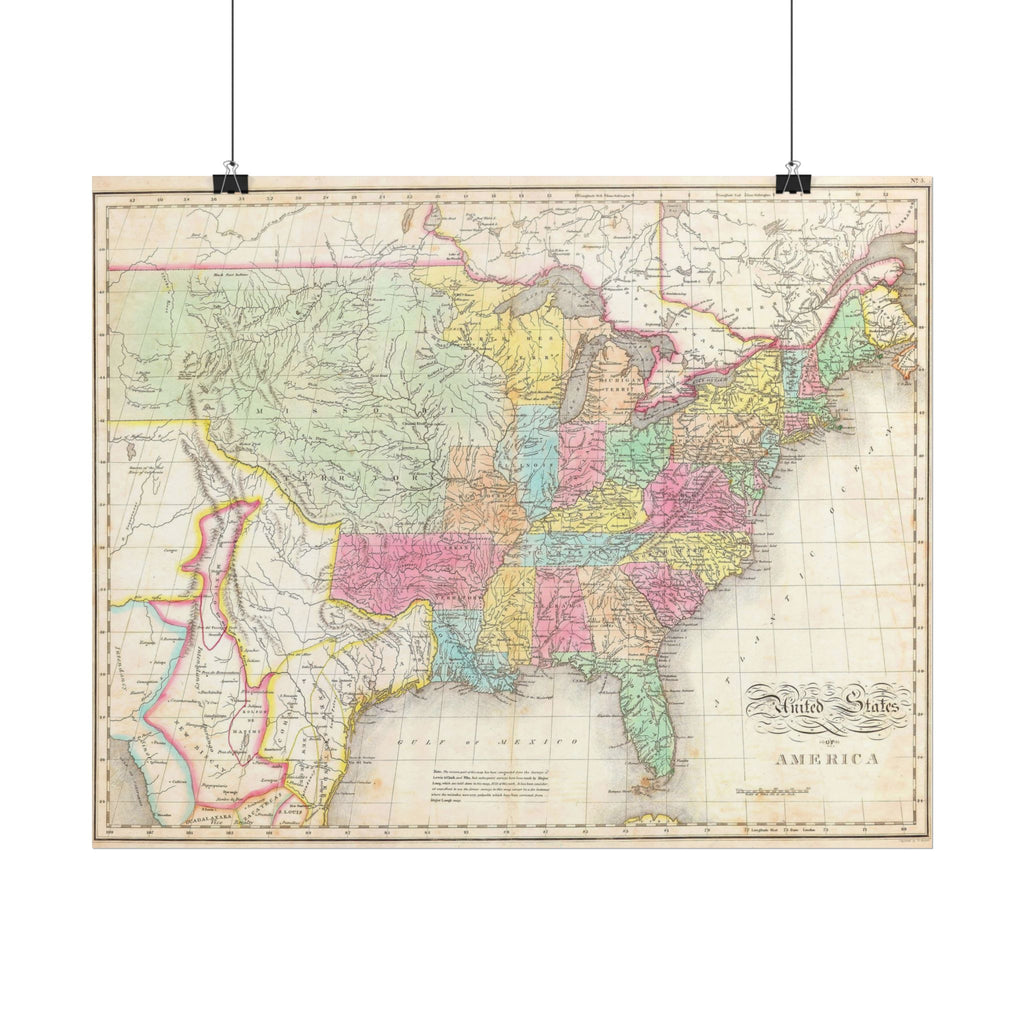 United States of America Historic Map (c. 1823) Rolled Poster | Vintage Map Wall Art