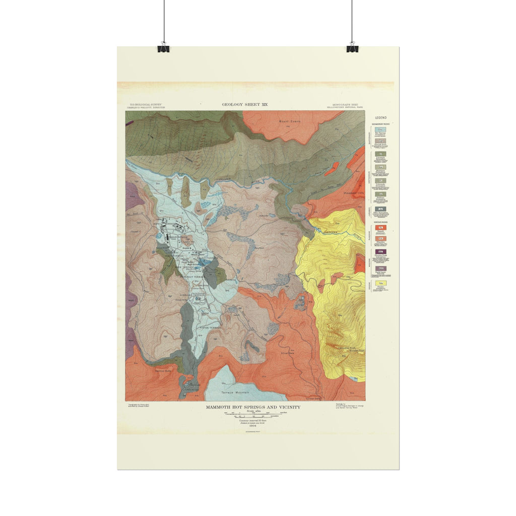 Yellowstone Geologic Survey (c. 1904) Historic Map Rolled Poster | Vintage Map Wall Art