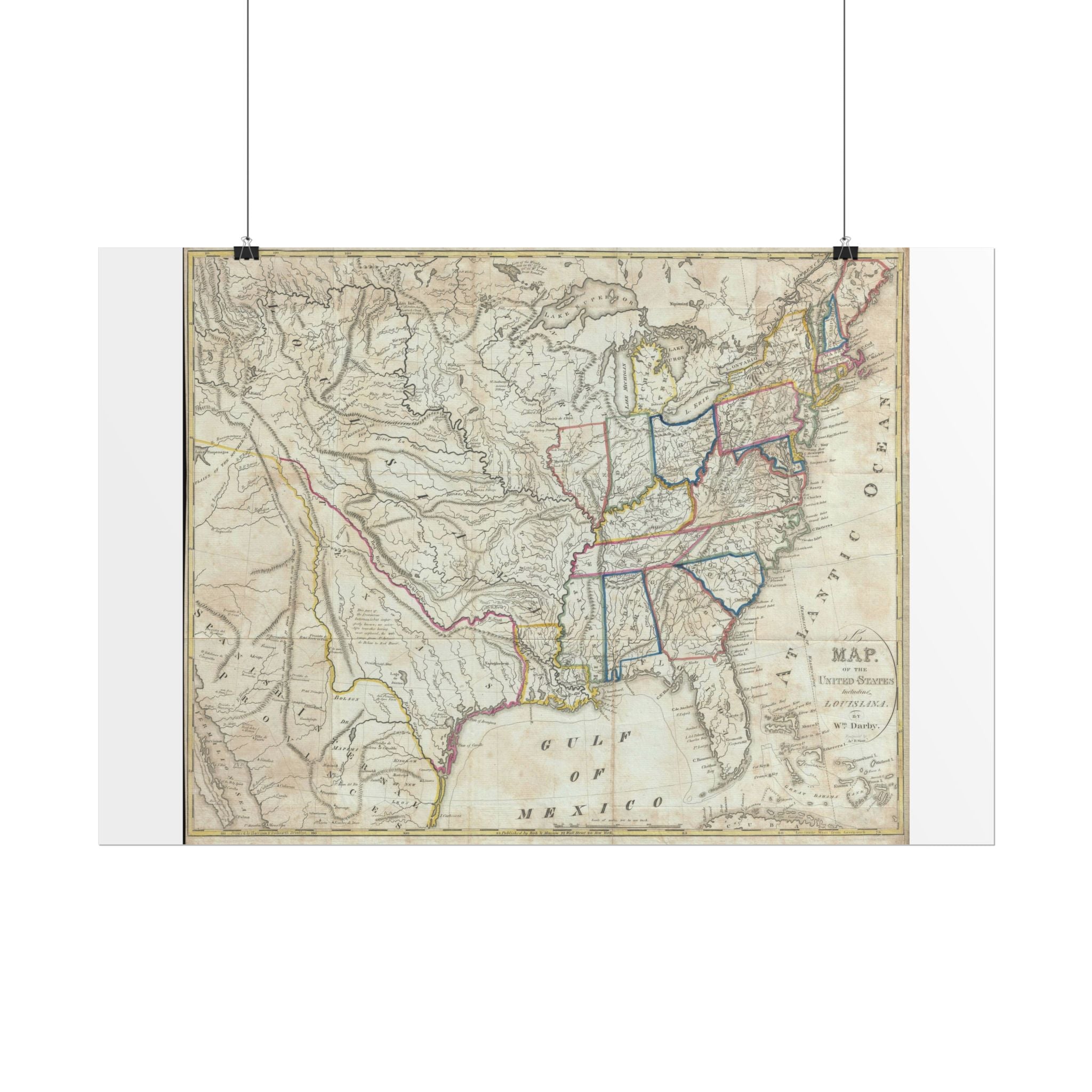 United States of America Historic Map (c. 1818) Rolled Poster | Vintage Map Wall Art