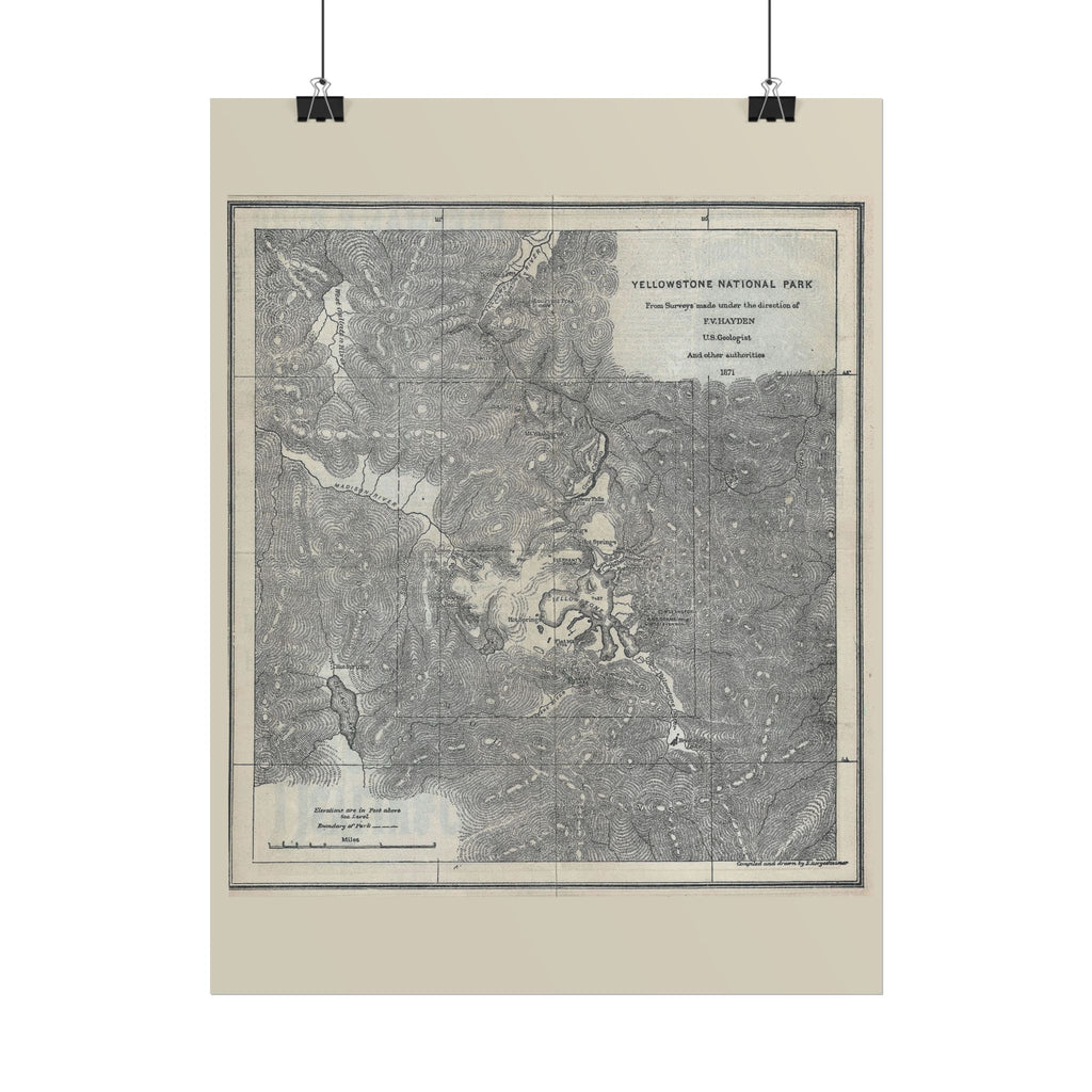Yellowstone Geologic Survey (c. 1871) Historic Map Rolled Poster | Antique Map Wall Art