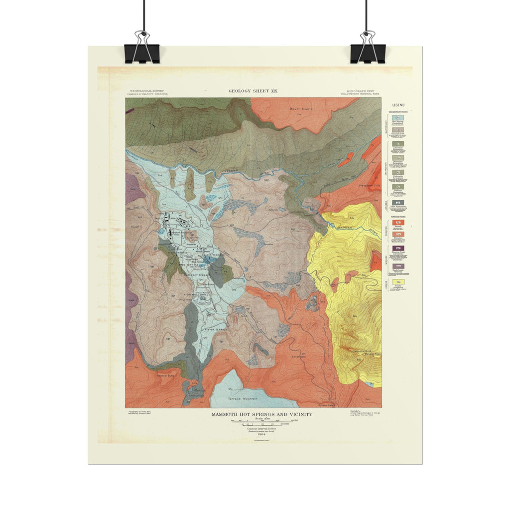 Yellowstone Geologic Survey (c. 1904) Historic Map Rolled Poster | Vintage Map Wall Art
