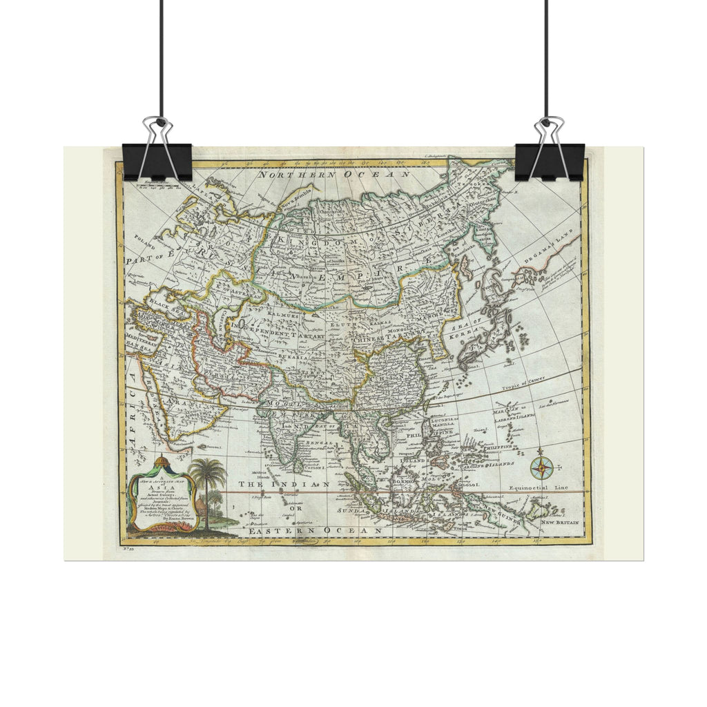 Asia and Chinese Tartary Historic World Map (c. 1747) Rolled Poster | Antique State Map Wall Art
