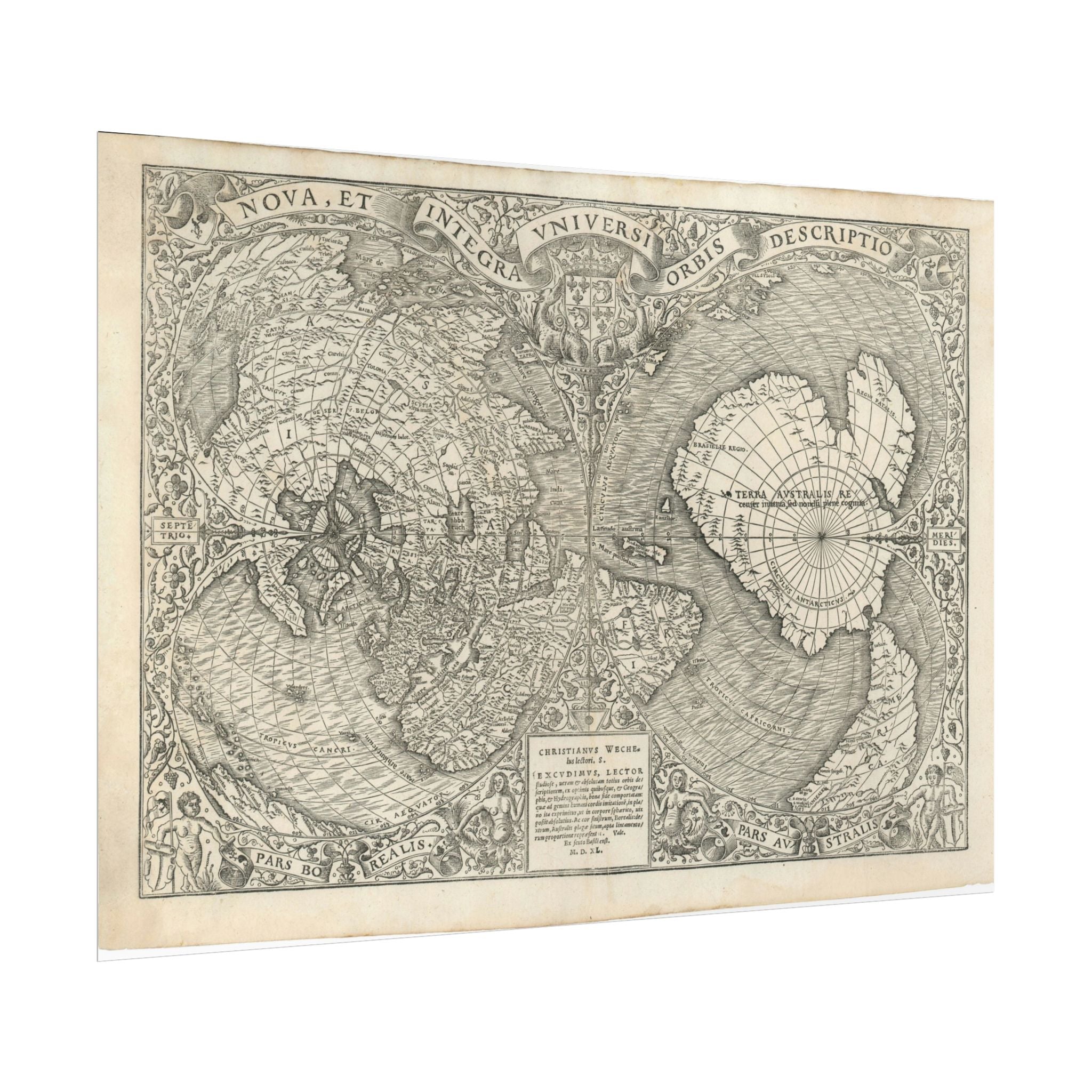 World Atlas Historic Map (c. 1540) Rolled Poster | Vintage Map Wall Art