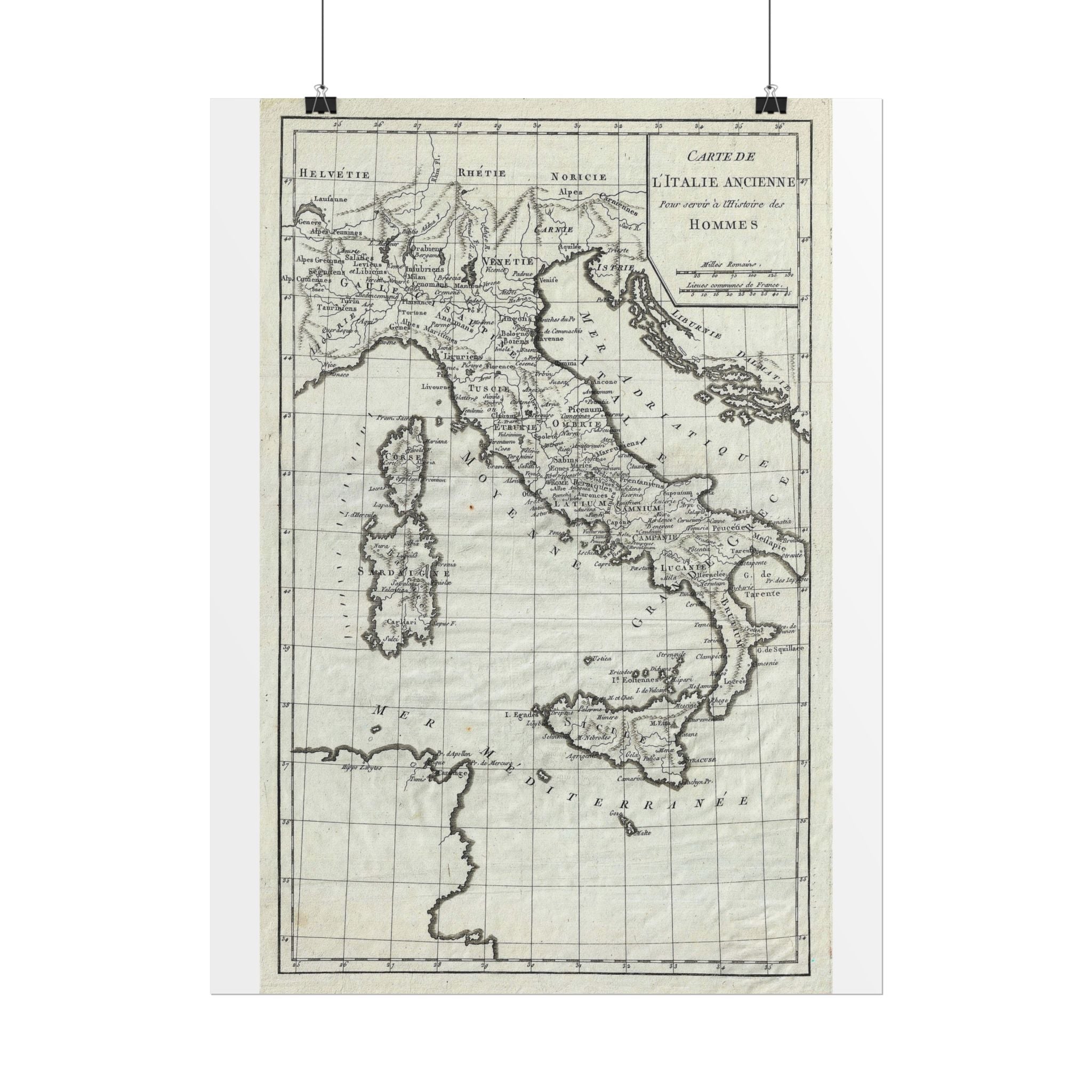 Italy Historic Map (c. 1770) Rolled Poster | Vintage Map Wall Art
