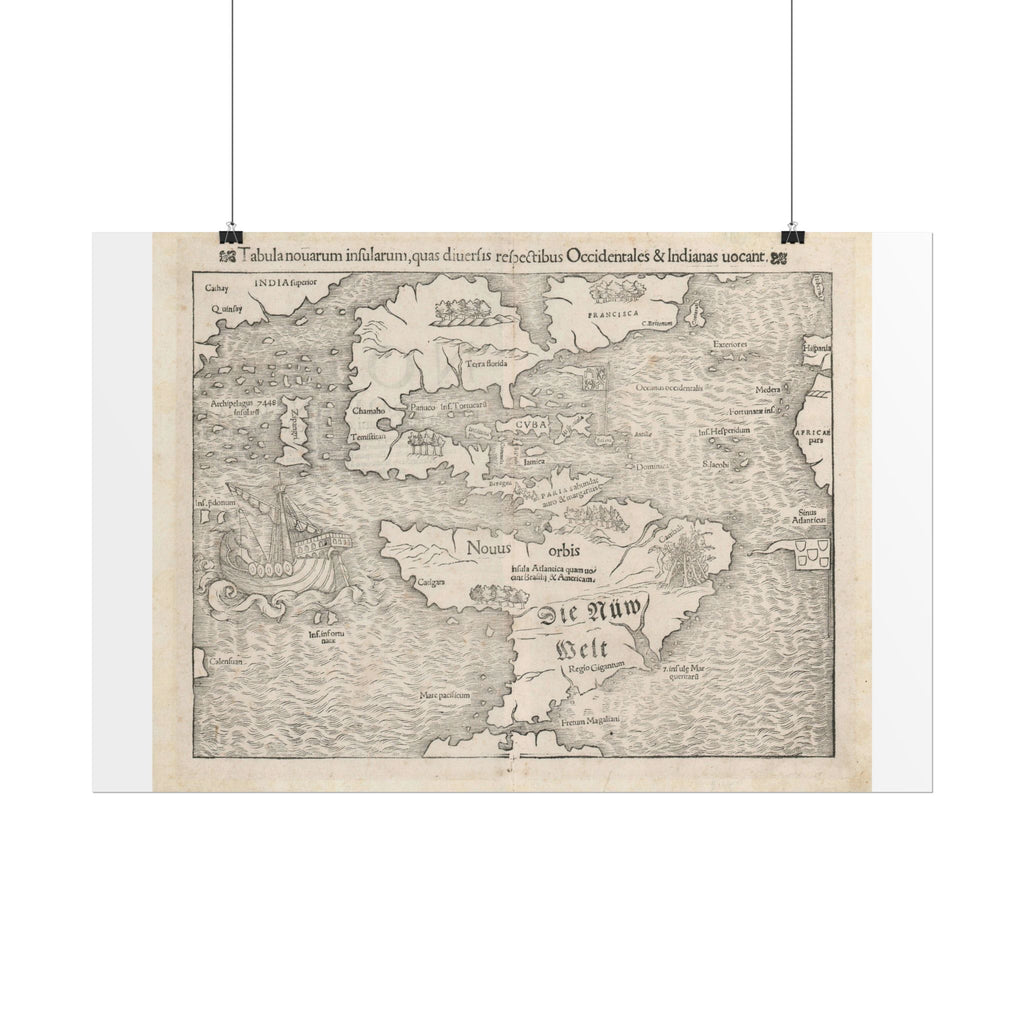 Americas Vintage Map (c. 1552) Rolled Poster | Antique Map Wall Art
