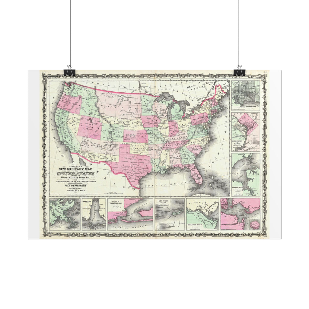 United States of America Historic Military Map (c. 1863) Rolled Poster | Vintage Map Wall Art