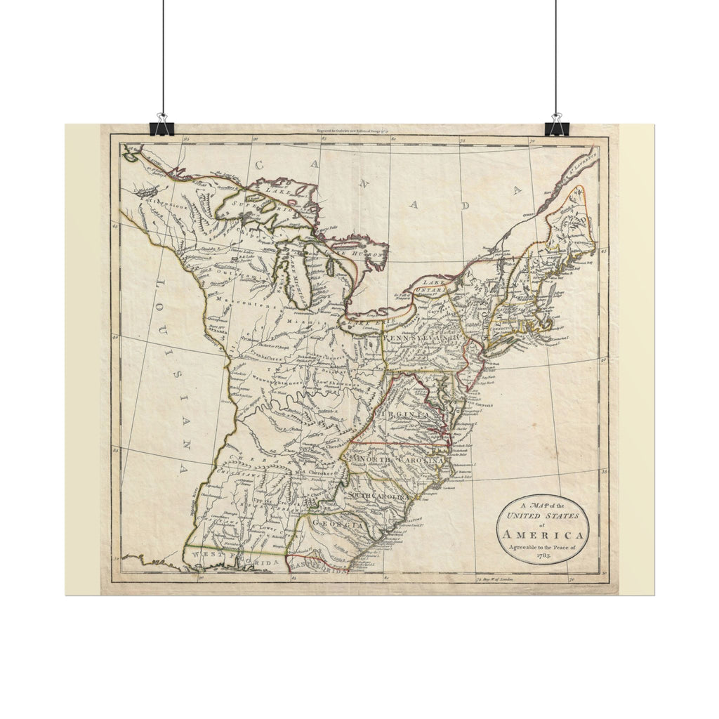 United States of America Historic Map (c. 1783) Rolled Poster | Antique Map Wall Art